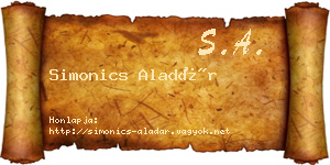 Simonics Aladár névjegykártya